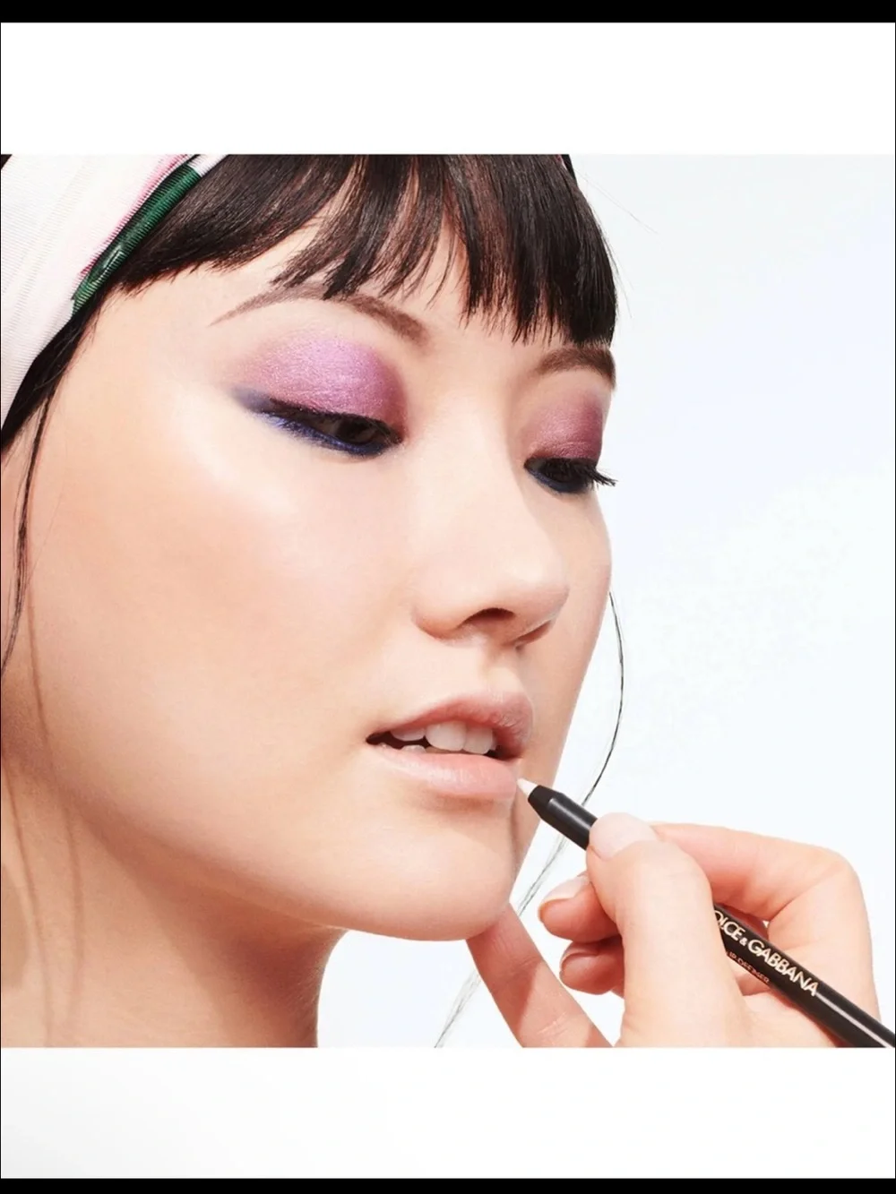 Dolce & Gabbana White Lip Liner Pencil with Black Barrel and Gold Cap